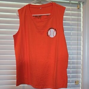 Orange Sleeveless Baseball Graphic Tank